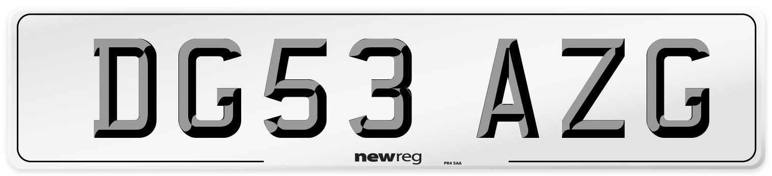DG53 AZG Number Plate from New Reg